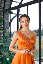 Beautiful One Shoulder Sleeveless A-line Sequined Prom Dress With Slit