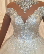 Beautiful Princess A-line Jewels Lace Wedding Dresses With Long Sleeves by misshow.com