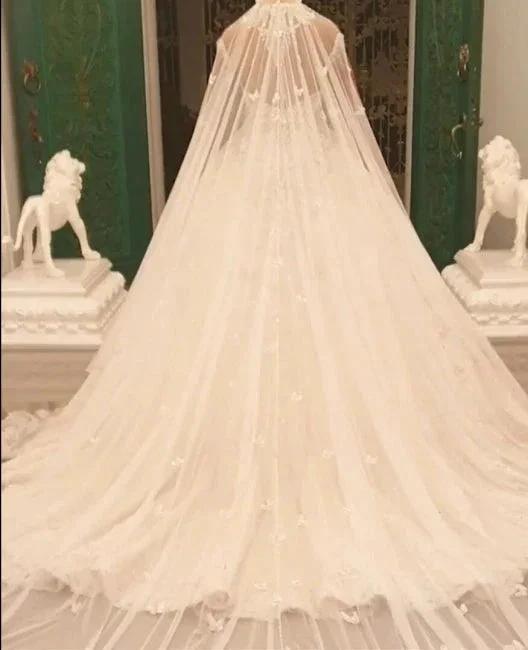 Beautiful Princess A-line Jewels Lace Wedding Dresses With Long Sleeves by misshow.com