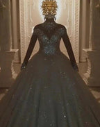 Beautiful Princess A-line Jewels Lace Wedding Dresses With Long Sleeves by misshow.com