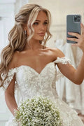 Beautiful Princess Off-the-shoulder A-line Appliques Wedding Dress With Train by misshow.com