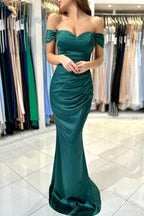 Beautiful Simple Long Dark Green Off-the-shoulder Mermaid Sleeveless Evening Dresses by misshow.com