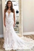 Beautiful Sleeveless Column Lace Wedding Dress On Sale by misshow.com