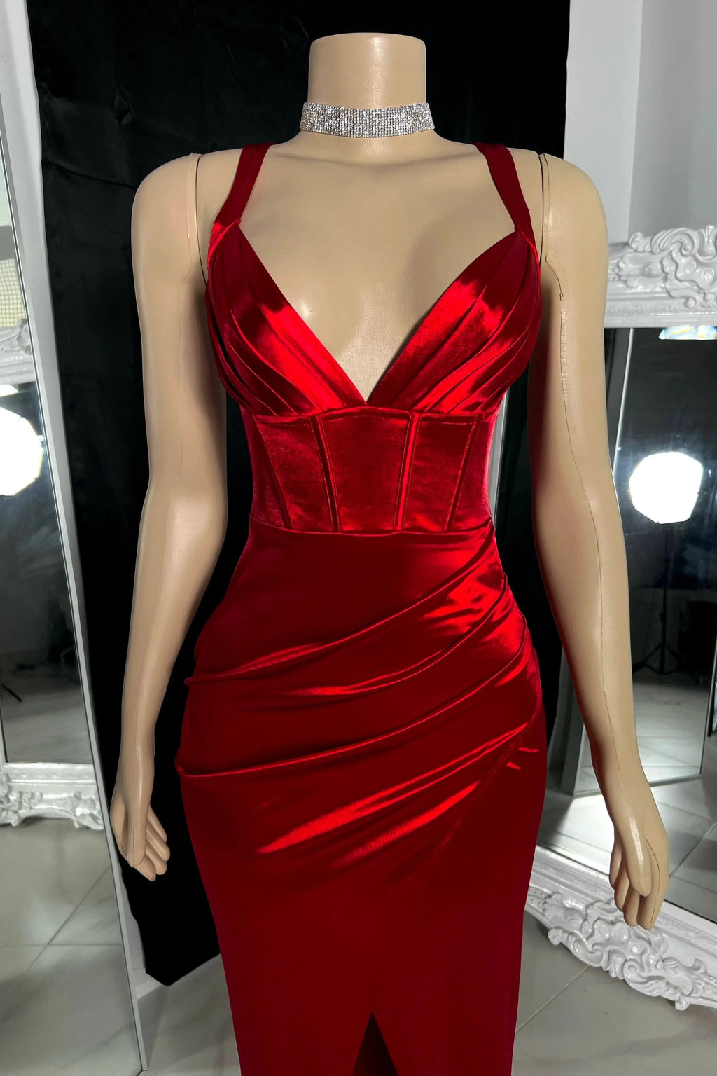Beautiful Spaghetti Strap V-neck Split Front Mermaid Prom Dress by misshow.com