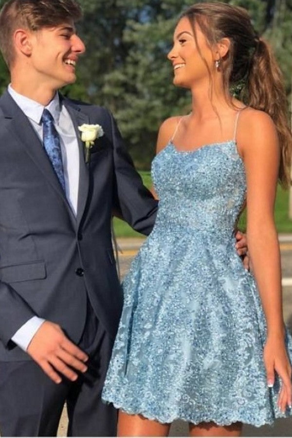 Beautiful Spaghetti Straps A-line Short Prom Dress Hover Image