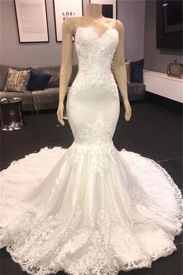 Beautiful Strapless s Mermaid Wedding Bridal Wears New Arrival by misshow.com