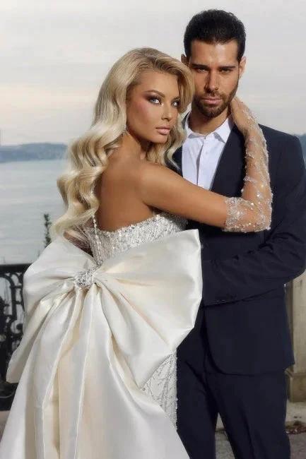 Beautiful Strapless Sweetheart Mermaid Wedding Dress with Chapel Train by misshow.com
