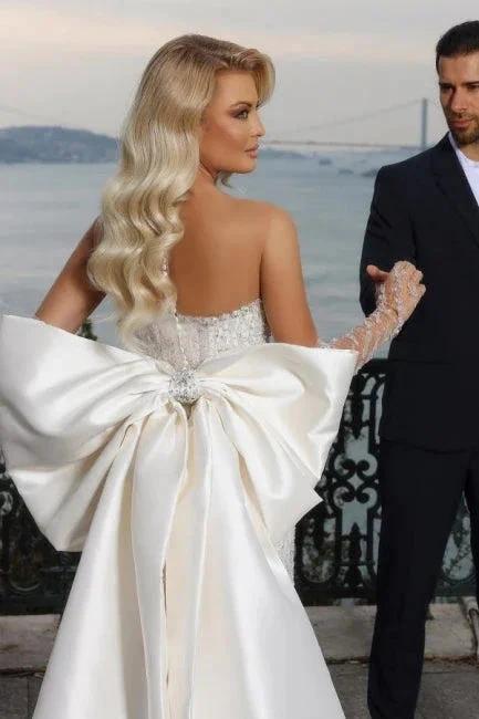Beautiful Strapless Sweetheart Mermaid Wedding Dress with Chapel Train by misshow.com