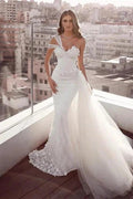 Beautiful Sweetheart Mermaid Tulle Wedding Dresses With Lace by misshow.com