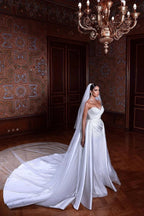 Beautiful White Sweetheart Beading Sleeveless Wedding Dress With Detachable Train by misshow.com