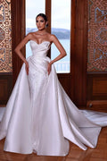 Beautiful White Sweetheart Beading Sleeveless Wedding Dress With Detachable Train by misshow.com