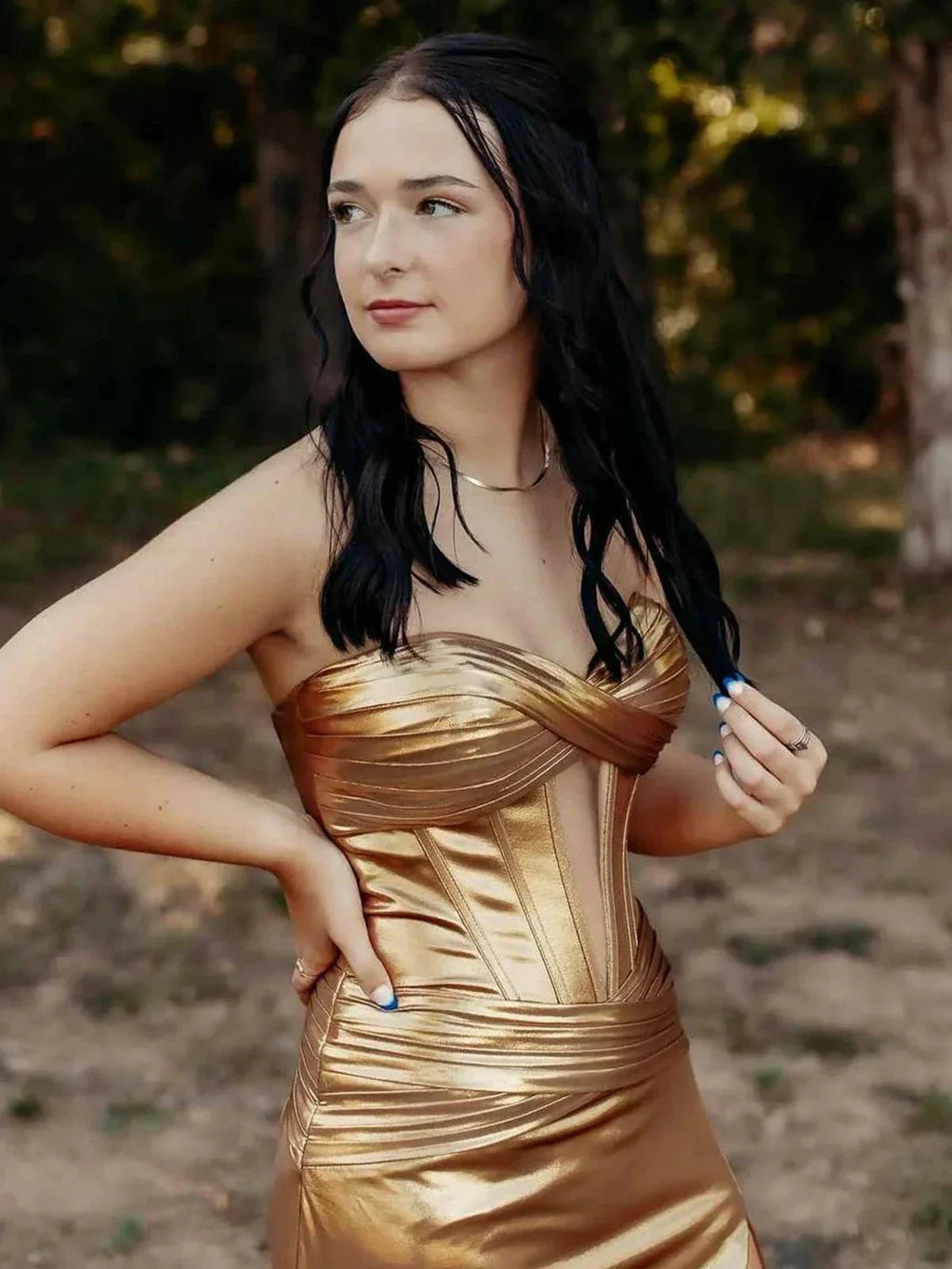 Bencelina | Mermaid Sweetheart Green Metallic Long Prom Dress with Slit by KissProm