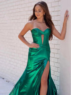 Bencelina | Mermaid Sweetheart Green Metallic Long Prom Dress with Slit by KissProm