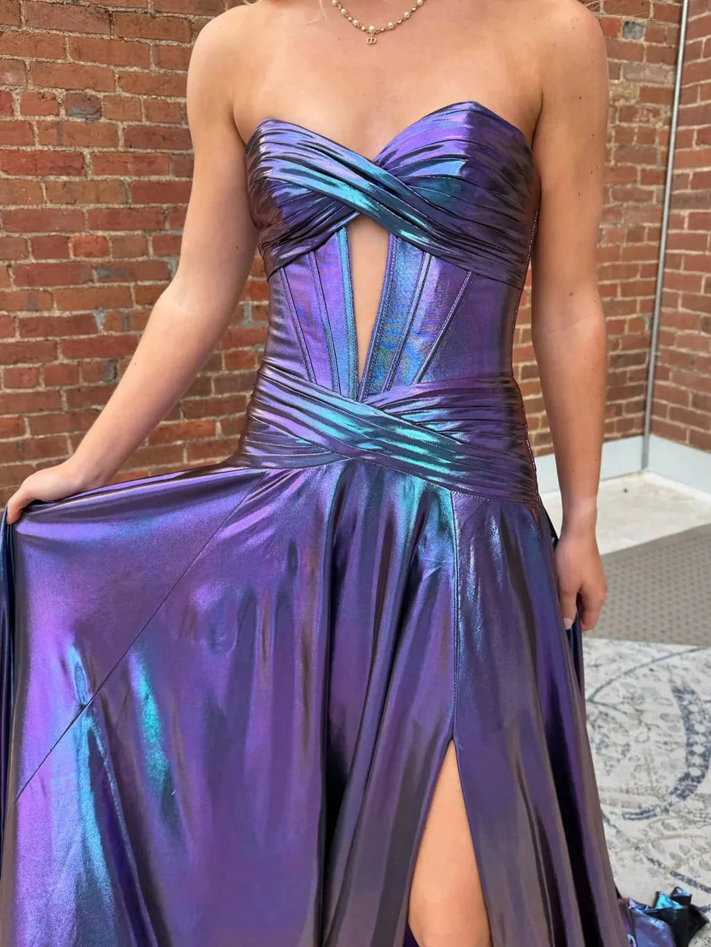 Bencelina | Mermaid Sweetheart Green Metallic Long Prom Dress with Slit by KissProm