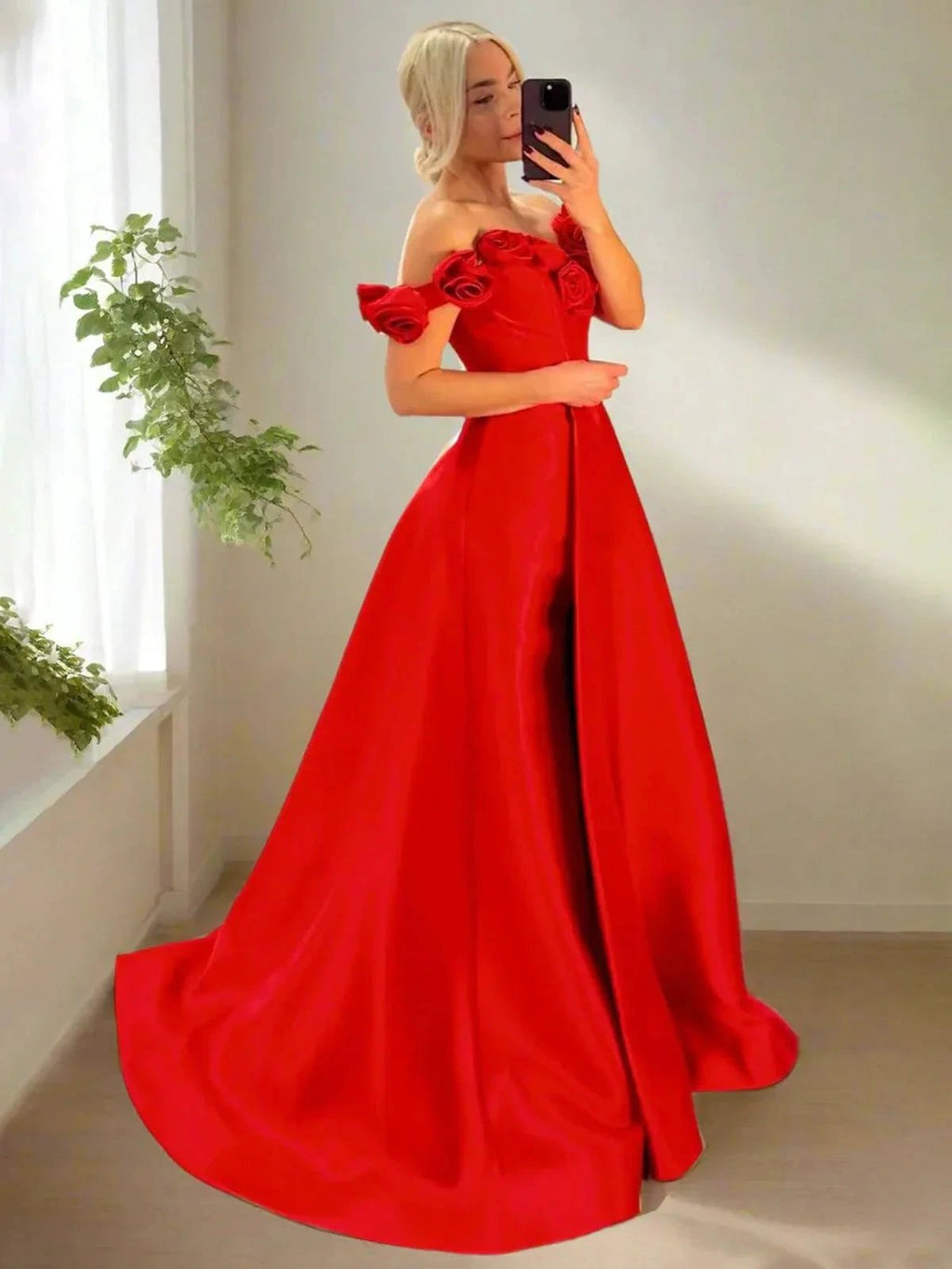 Benson | Fuchsia Off the Shoulder Corset Bodice A-Line Prom Dress by KissProm