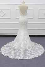 Best Spaghetti Strap Appliques Mermaid Wedding Dress by misshow.com