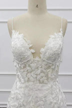 Best Spaghetti Strap Appliques Mermaid Wedding Dress by misshow.com