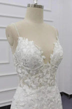 Best Spaghetti Strap Appliques Mermaid Wedding Dress by misshow.com