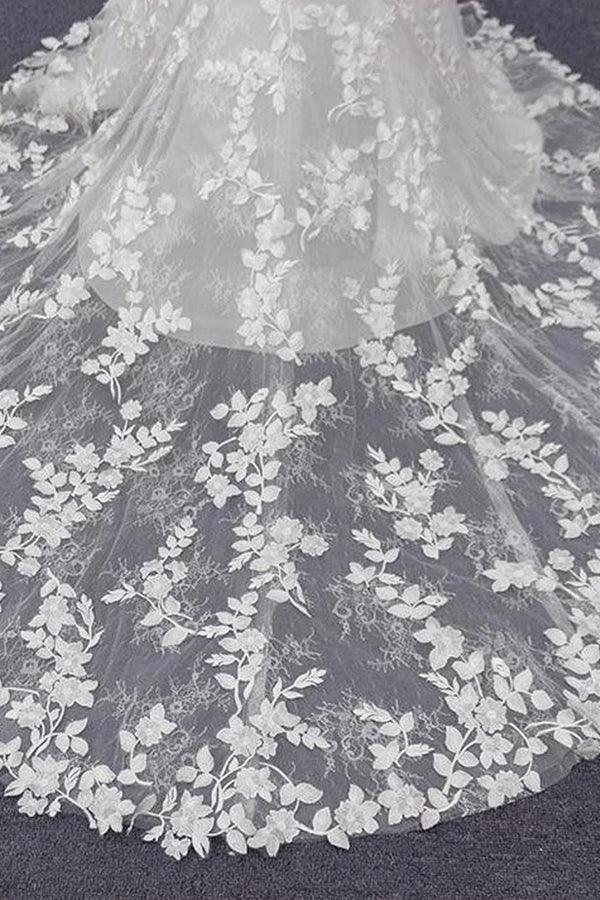 Best Spaghetti Strap Appliques Mermaid Wedding Dress by misshow.com