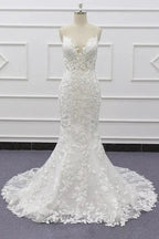 Best Spaghetti Strap Appliques Mermaid Wedding Dress by misshow.com