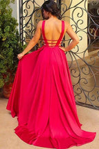 A-line Off-the-shoulder Open Back V-Neck Prom Dress by BIZTUNNEL