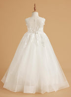 Ivory Lace and Tulle Flower Girl Dress with Floor-Length Design and Elegant B… - photo 2