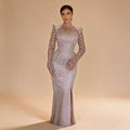 Zapdress 2025 Pink Luxury Mermaid Pearls Beaded Dubai Evening Dress Gown for Formal Events DLA72826 Customized (ZD17381)