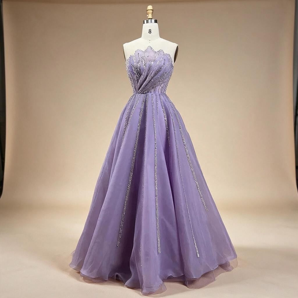 Zapdress Lilac Strapless A-line Beaded Evening Prom Dresses 2025 Graduation Party Gowns For Women DLA71643 Customized (ZD17324)