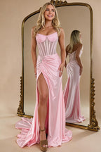 Gorgeous Sparkly Mermaid Strapless Long Beaded Prom Dress with Leg Slit - view 1
