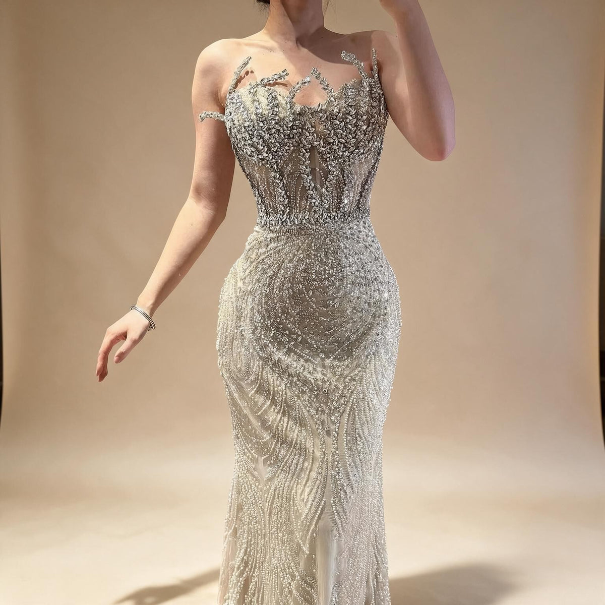 Zapdress 2026 Nude Corset Mermaid Crystal Beaded Evening Dress 2026 Wedding Party Formal Gowns for Women DLA73661 Customized (ZD17388)
