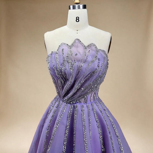 Zapdress Lilac Strapless A-line Beaded Evening Prom Dresses 2025 Graduation Party Gowns For Women DLA71643 Customized (ZD17324)
