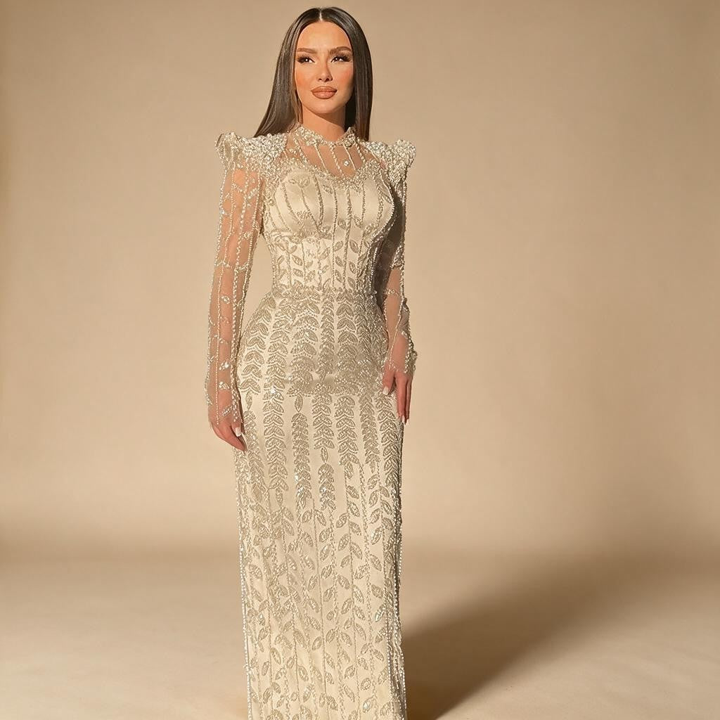 Zapdress 2025 Pink Luxury Mermaid Pearls Beaded Dubai Evening Dress Gown for Formal Events DLA72826 Customized (ZD17381)