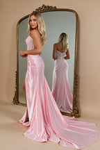 Gorgeous Sparkly Mermaid Strapless Long Beaded Prom Dress with Leg Slit - view 2
