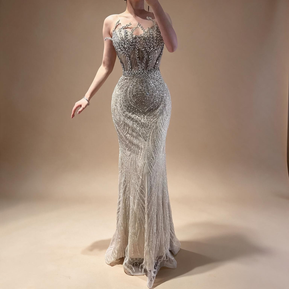 Zapdress 2026 Nude Corset Mermaid Crystal Beaded Evening Dress 2026 Wedding Party Formal Gowns for Women DLA73661 Customized (ZD17388)