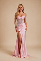 Gorgeous Sparkly Mermaid Strapless Long Beaded Prom Dress with Leg Slit - view 3