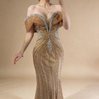 Zapdress Customized Gold Mermaid Evening Dress 2026 Luxury Beaded Party Gowns for Women DLA73142A (ZD17363)