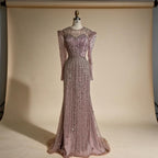 Zapdress 2025 Pink Luxury Mermaid Pearls Beaded Dubai Evening Dress Gown for Formal Events DLA72826 Customized (ZD17381)