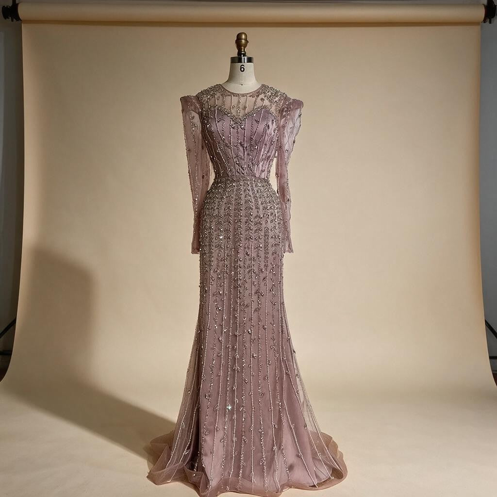 Zapdress 2025 Pink Luxury Mermaid Pearls Beaded Dubai Evening Dress Gown for Formal Events DLA72826 Customized (ZD17381)
