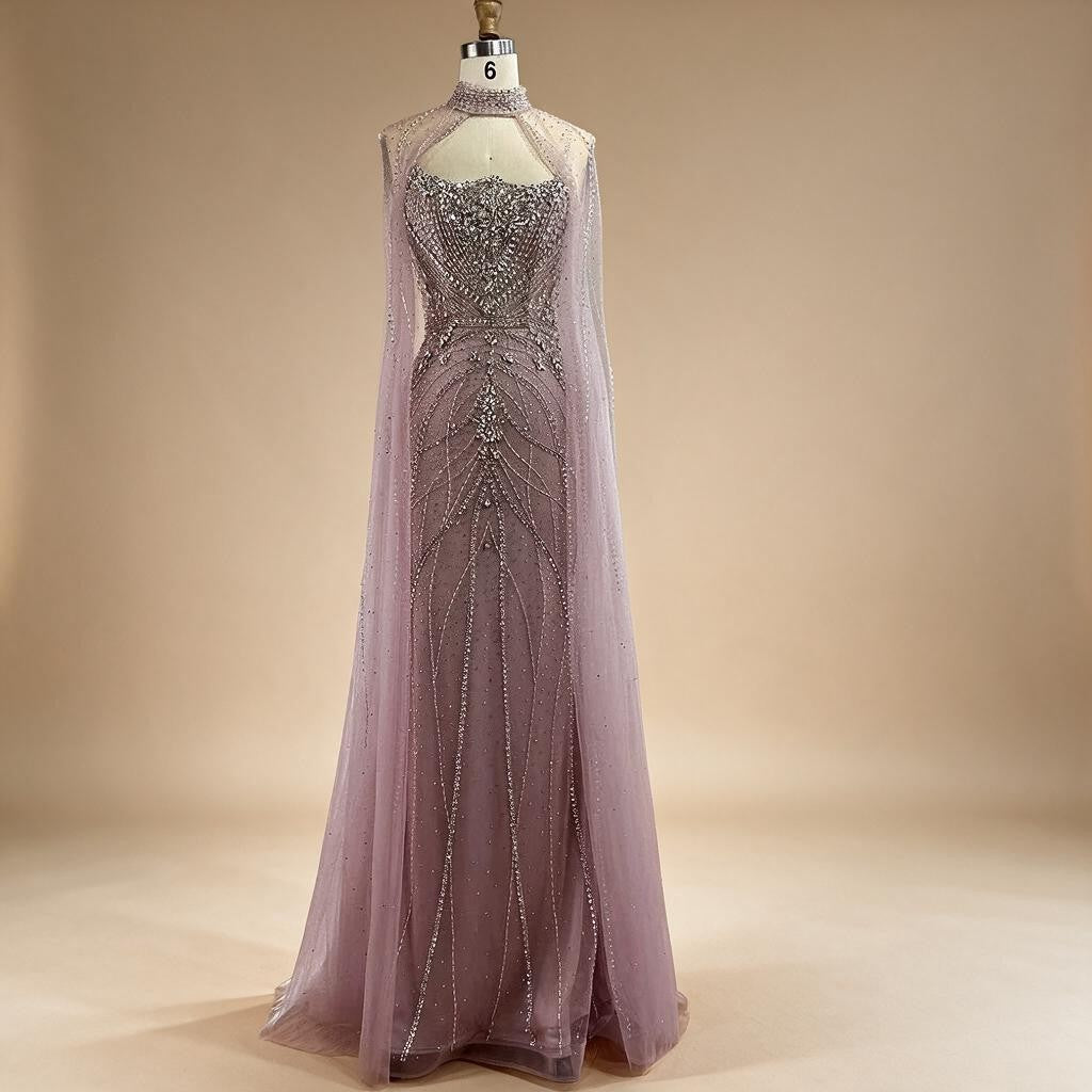 Zapdress 2025 Pink Strapless Mermaid Beaded Evening Dress with Cape Wedding Party Gowns for Women DLA73195 Customized (ZD17274)