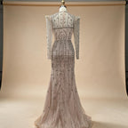 Zapdress 2025 Pink Luxury Mermaid Pearls Beaded Dubai Evening Dress Gown for Formal Events DLA72826 Customized (ZD17381)