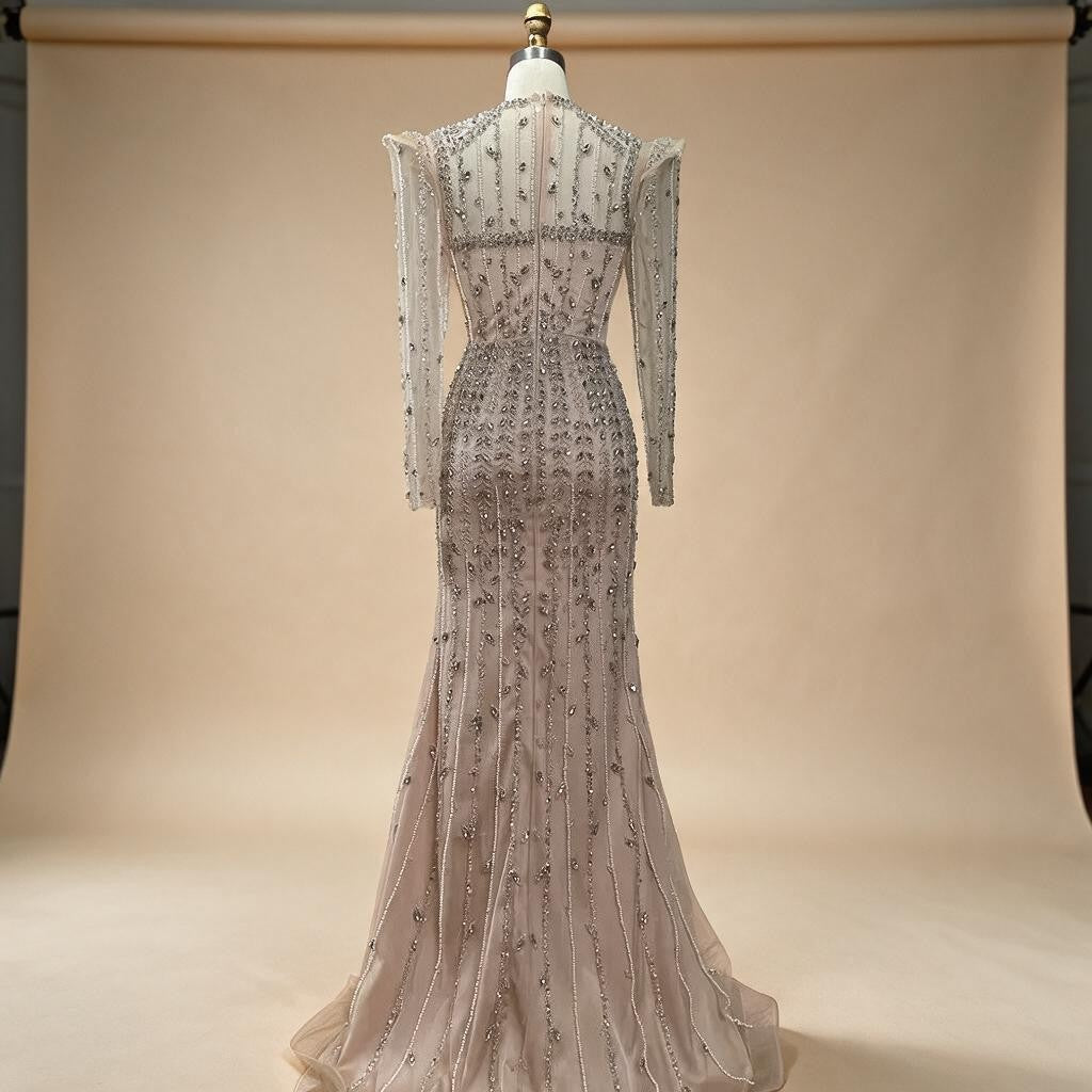 Zapdress 2025 Pink Luxury Mermaid Pearls Beaded Dubai Evening Dress Gown for Formal Events DLA72826 Customized (ZD17381)