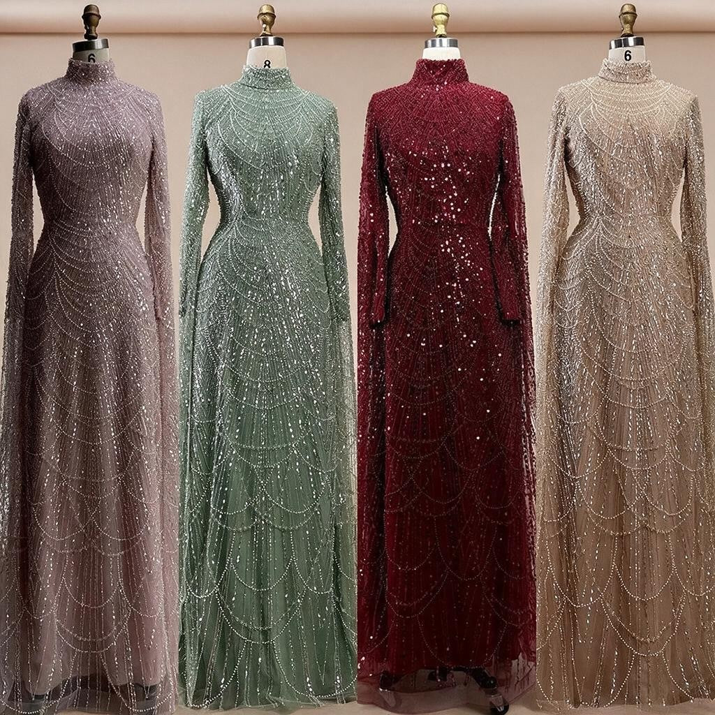Zapdress White High Neck Long Sleeve Mermaid Evening Dress 2026 Party Gowns for Women DLA72591 Customized (ZD17255)