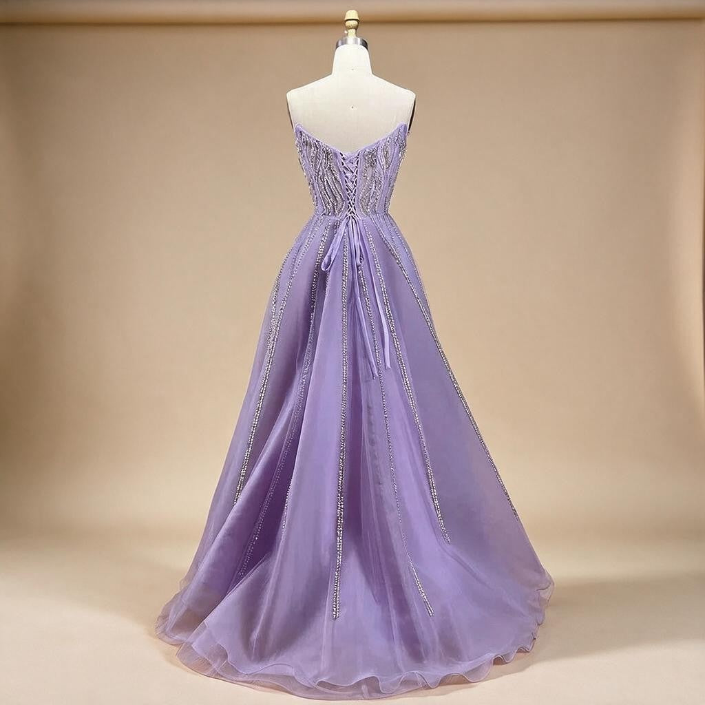 Zapdress Lilac Strapless A-line Beaded Evening Prom Dresses 2025 Graduation Party Gowns For Women DLA71643 Customized (ZD17324)