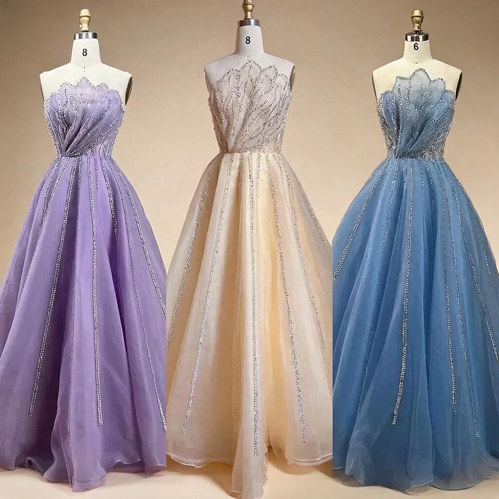 Zapdress Lilac Strapless A-line Beaded Evening Prom Dresses 2025 Graduation Party Gowns For Women DLA71643 Customized (ZD17324)