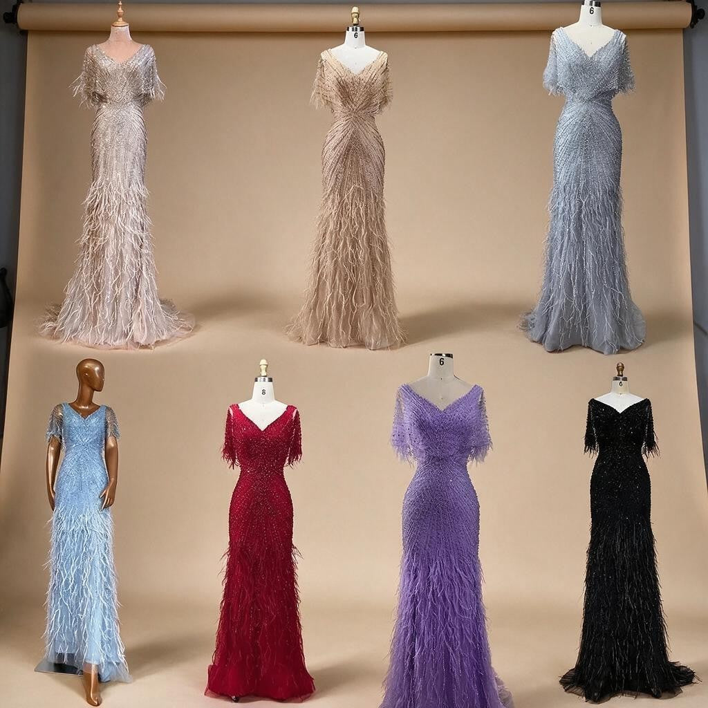 Zapdress Brown Mermaid Beaded Feathers Evening Dresses Elegant Party Gowns for Women DLA71323 Customized (ZD17329)