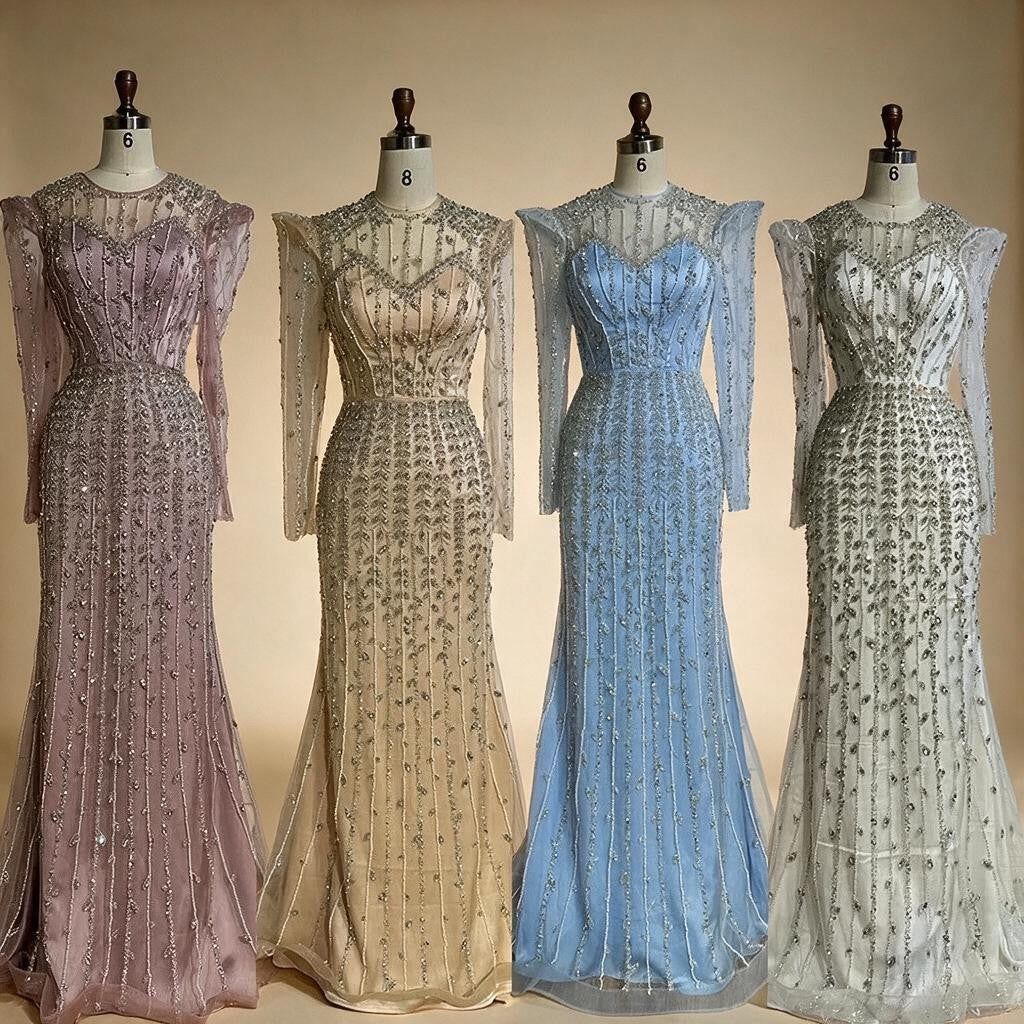 Zapdress 2025 Pink Luxury Mermaid Pearls Beaded Dubai Evening Dress Gown for Formal Events DLA72826 Customized (ZD17381)