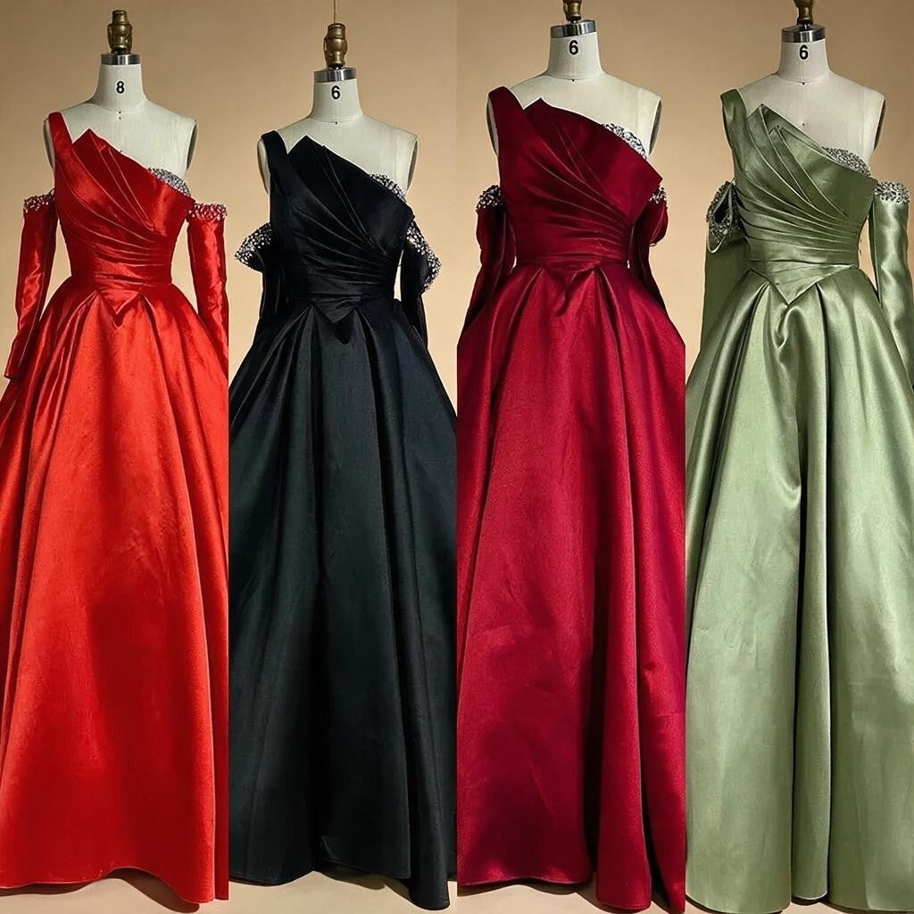 Zapdress 2025 Elegant Black One-Shoulder A Line Beaded Evening Dresses Gowns with Sleeveless For Party DLA72741 Customized (ZD17183)