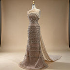 Zapdress 2026 Customized Nude Mermaid Sleeveless Evening Dress with Long Cape Dubai Wedding Party Gowns for Women DLA72126B (ZD17331)