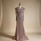 Zapdress 2025 Pink Luxury Mermaid Pearls Beaded Dubai Evening Dress Gown for Formal Events DLA72826 Customized (ZD17381)