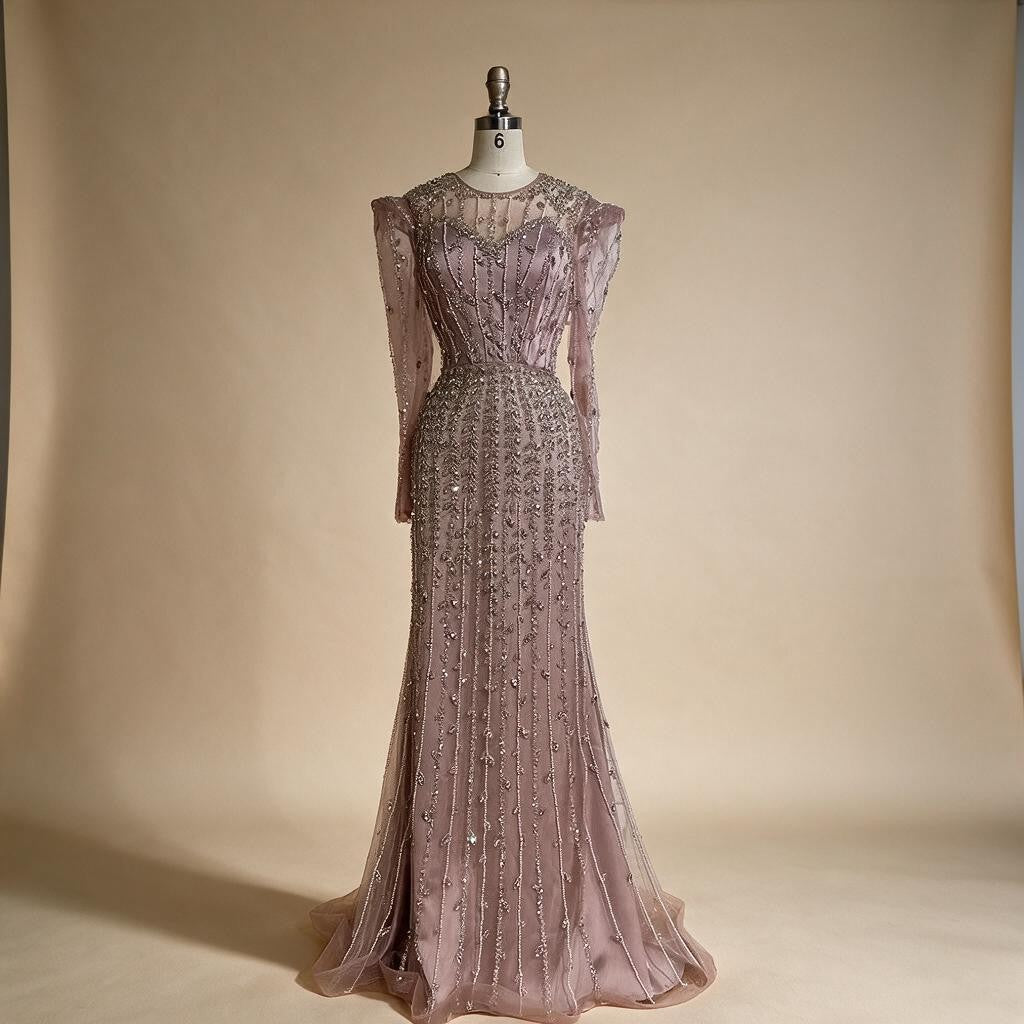 Zapdress 2025 Pink Luxury Mermaid Pearls Beaded Dubai Evening Dress Gown for Formal Events DLA72826 Customized (ZD17381)